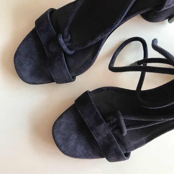 VINCE navy suede chunky lace sandals NWT - Picture 3 of 6